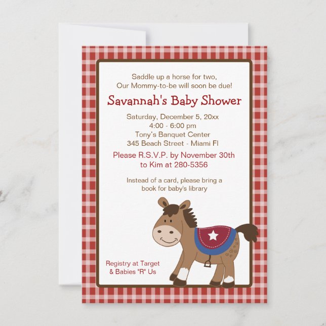 Round Em Up Western Horse Baby Shower Invitation (Front)