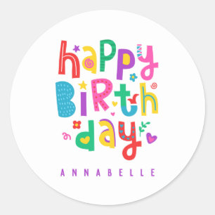 ROUND ENVELOPE SEAL STICKER : HAPPY BIRTHDAY 