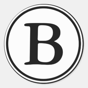 Round Envelope Seals with Monogram - Black & White