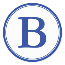 Round Envelope Seals with Monogram - Blue & White