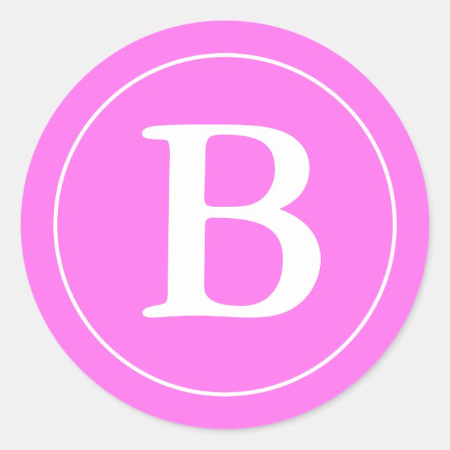 Round Envelope Seals with Monogram - Pink & White (Front)