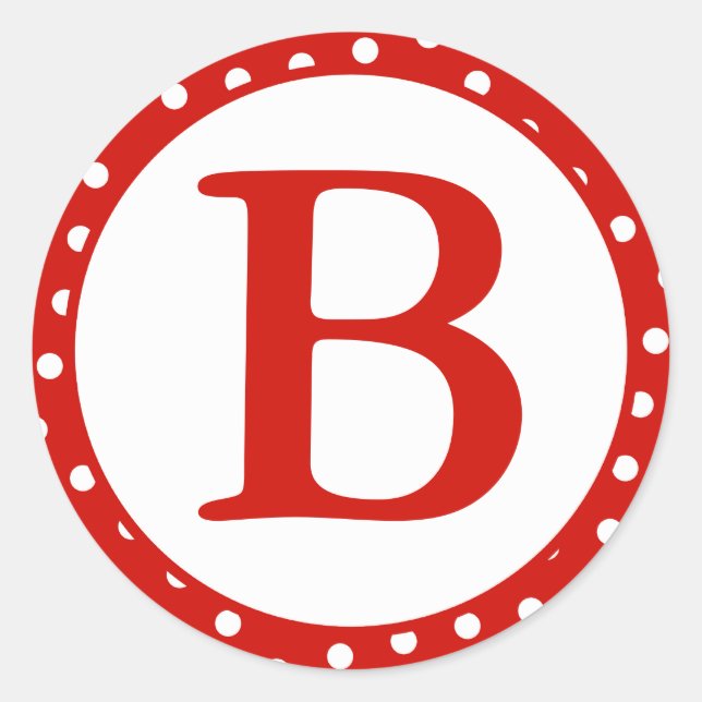 Round Envelope Seals with Monogram - Red Dots (Front)