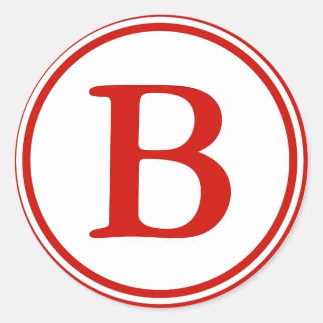 Round Envelope Seals with Monogram - Red & White (Front)