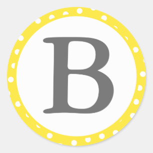 Round Envelope Seals with Monogram - Yellow Dots