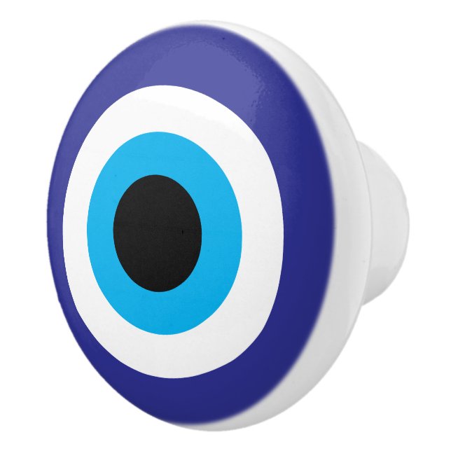 Round Evil Eye Blue Mati ceramic knob (Right)
