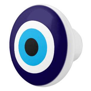 Round Evil Eye Blue Mati Nazar symbol Ceramic Knob