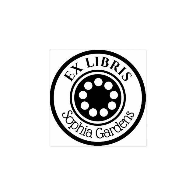 Round Ex Libris circles Rubber Stamp (Imprint)