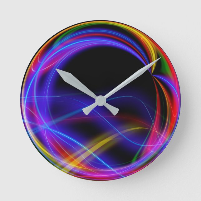 Round faced wall clock with funky design (Front)