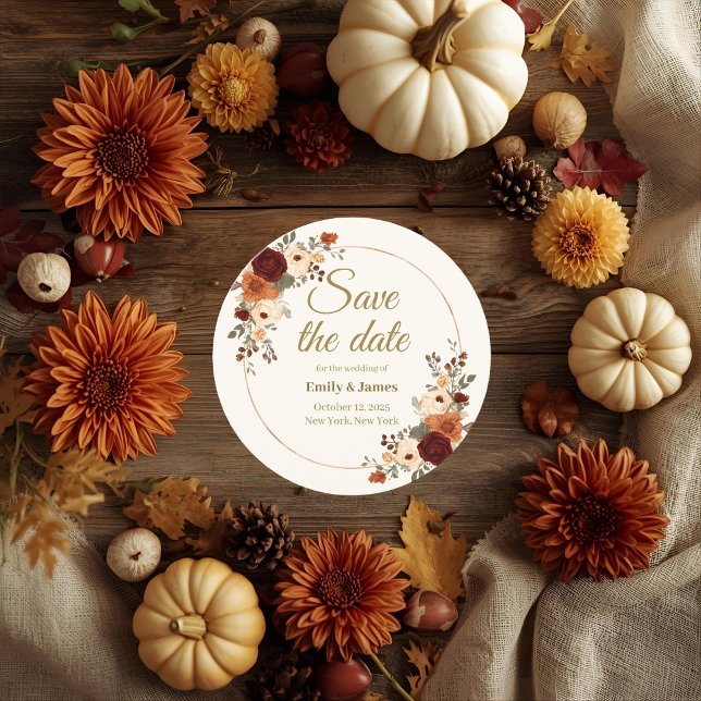 Round Fall Wedding Save the Date Card (Creator Uploaded)