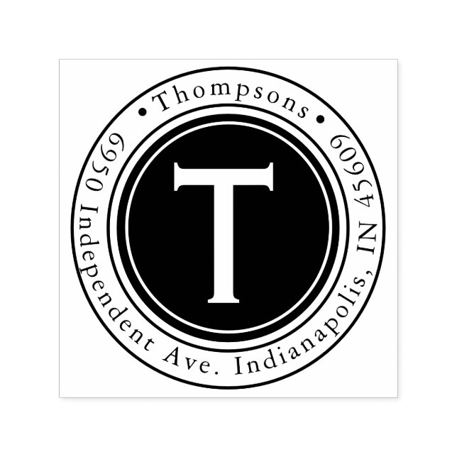 Round Family Name Return Address Self-Inking Stamp (Design)