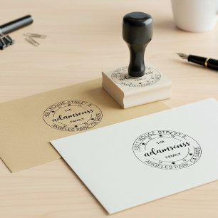 Round Family Name Seal Create Return Address Rubber Stamp