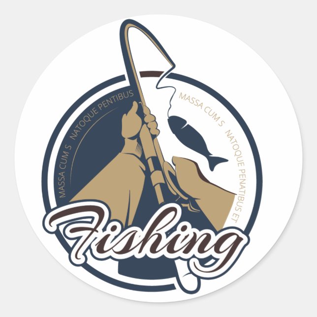 Round Fishing Label - Fishing Sticker (Front)