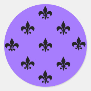 Round Fleur de Lis Stickers BLACK