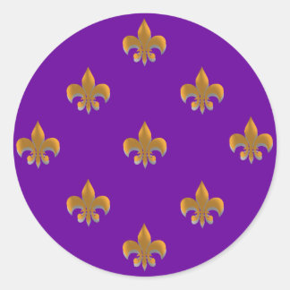 Round Fleur de Lis Stickers GOLD Pattern
