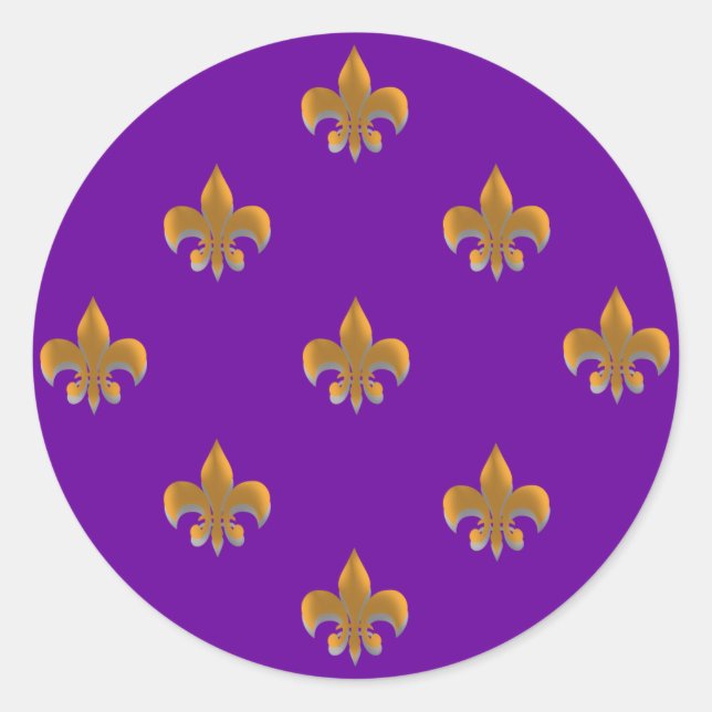 Round Fleur de Lis Stickers GOLD Pattern (Front)