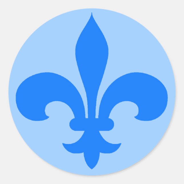 Round Fleur de Lis Stickers in Blue (Front)