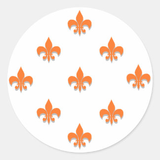 Round Fleur de Lis Stickers ORANGE