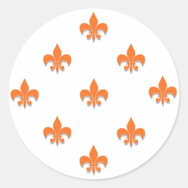 Round Fleur de Lis Stickers ORANGE (Front)
