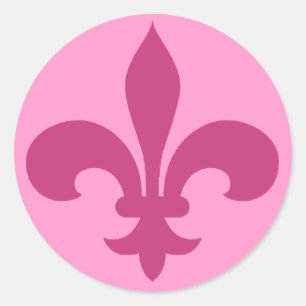Round Fleur de Lis Stickers PINK