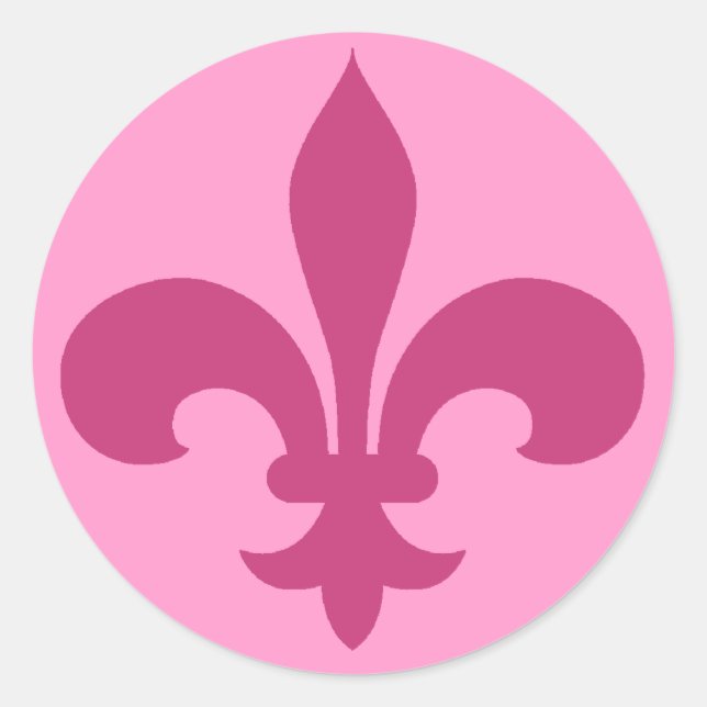 Round Fleur de Lis Stickers PINK (Front)