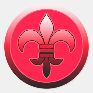 Round Fleur de Lis Stickers RED