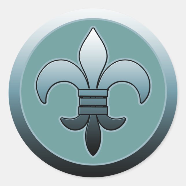 Round Fleur de Lis Stickers SOFT BLUE (Front)