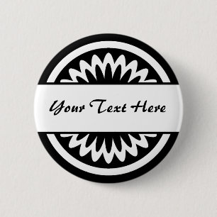 Round Flower - Black 2 Inch Round Button