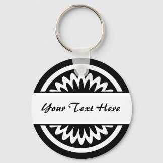 Round Flower - Black Keychain