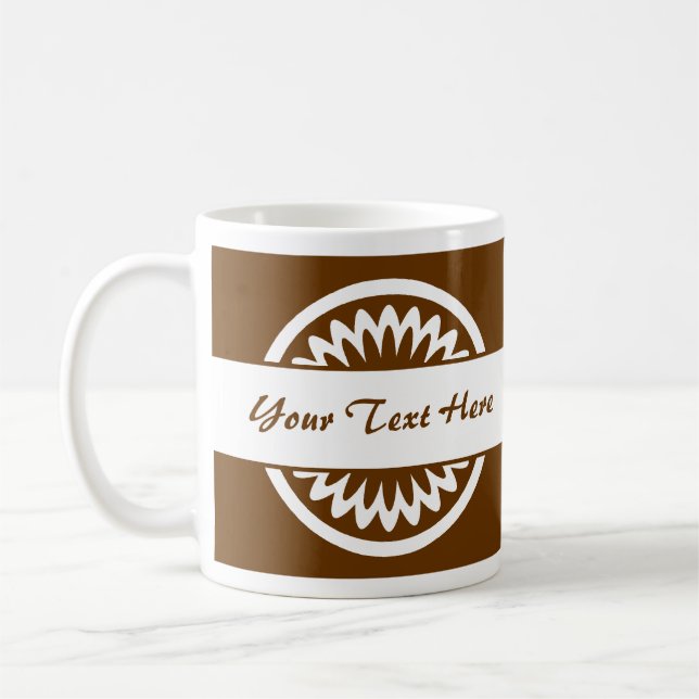 Round Flower - Brown Coffee Mug (Left)