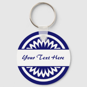 Round Flower - Dark Blue Keychain
