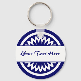 Round Flower - Dark Blue Keychain