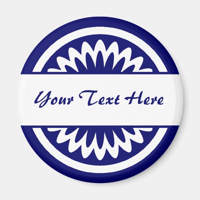 Round Flower - Dark Blue Magnet (Front)