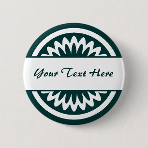 Round Flower - Dark Green 2 Inch Round Button