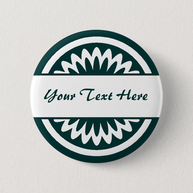 Round Flower - Dark Green 2 Inch Round Button (Front)