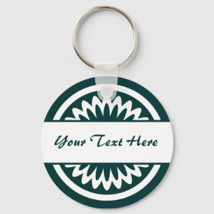 Round Flower - Dark Green Keychain