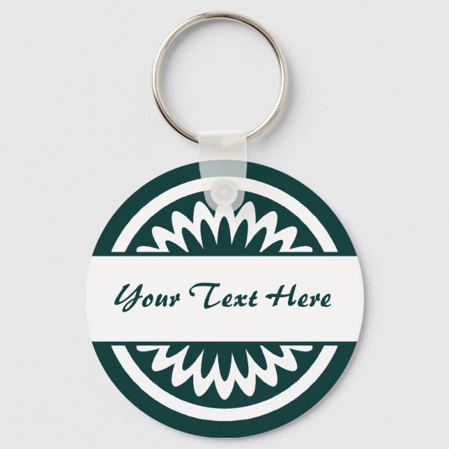 Round Flower - Dark Green Keychain (Front)
