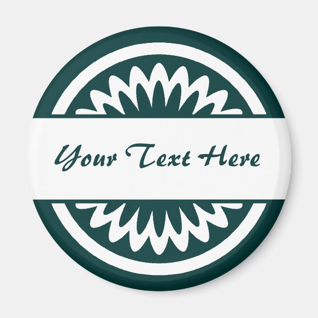 Round Flower - Dark Green Magnet (Front)