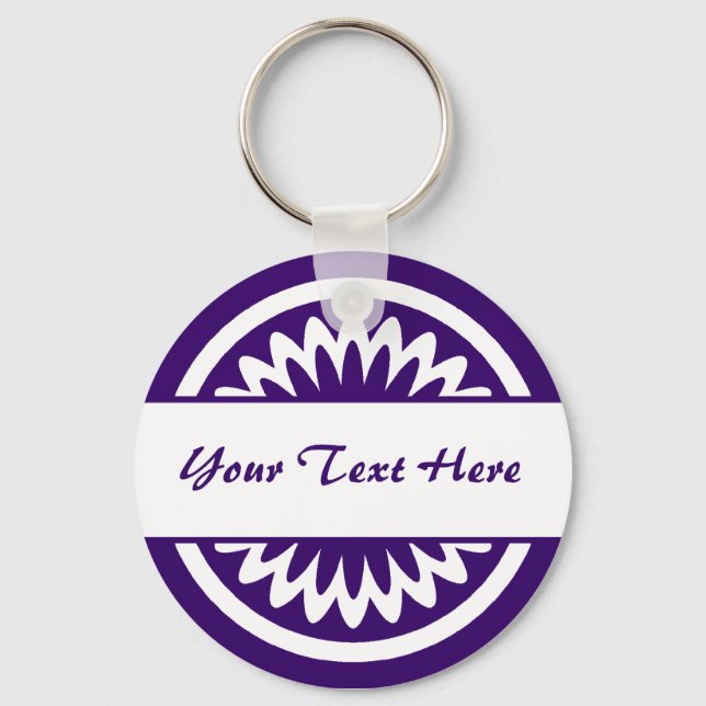 Round Flower - Deep Purple Keychain (Front)