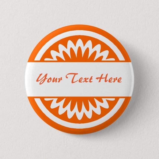 Round Flower - Orange 2 Inch Round Button (Front)