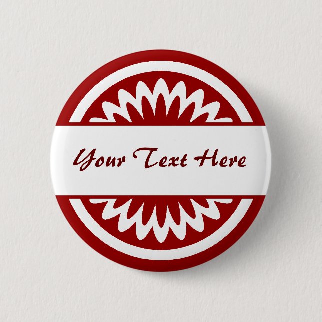 Round Flower - Ruby Red 2 Inch Round Button (Front)