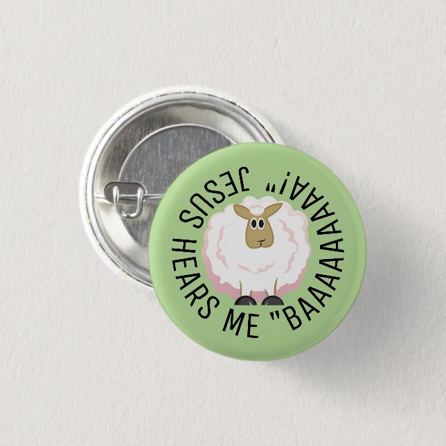 Round Fluffy Sheep Cartoon 1 Inch Round Button (Front & Back)
