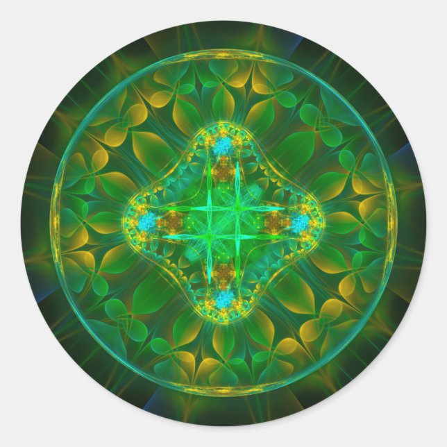 Round fractal fairy ornament classic round sticker (Front)