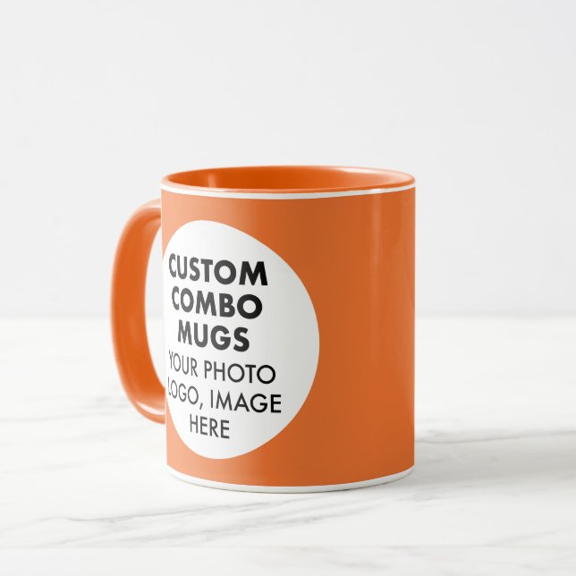 Round Frame 2 x Photo Logo Orange Custom Combo Mug (Front Left)