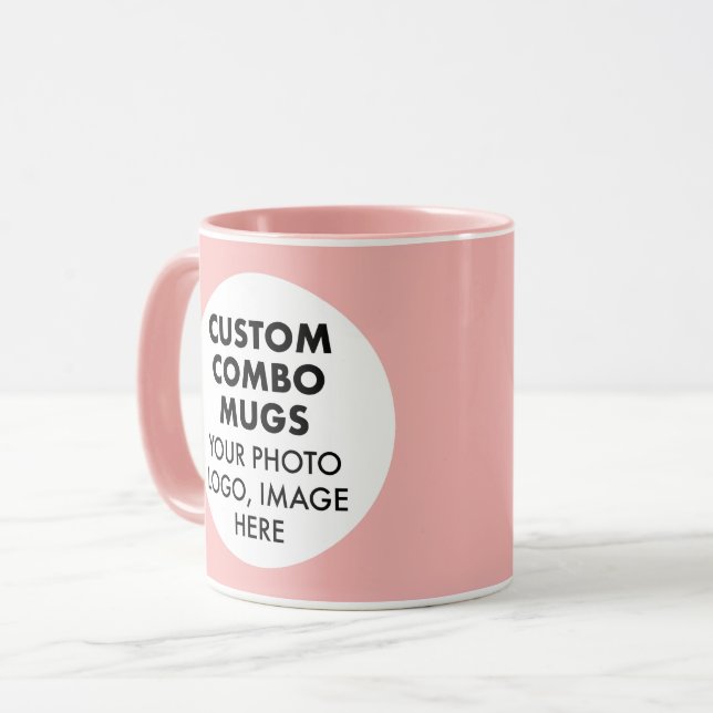 Round Frame 2 x Photo Logo Pink Custom Combo Mug (Front Left)