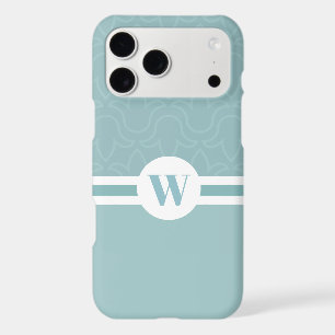 Round frame customizable monogram light blue flora