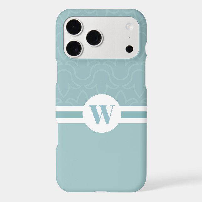 Round frame customizable monogram light blue flora (Back)