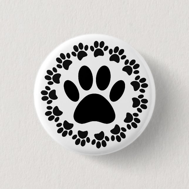 Round Frame Dog Paw Print Pattern 1 Inch Round Button (Front)