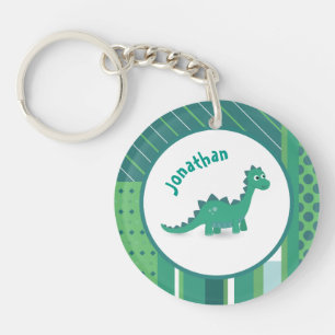 Round frame in gree/blue with cute dinosaur keychain