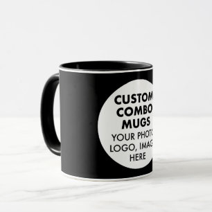 Round Frame Photo Logo Black Custom Combo Mug
