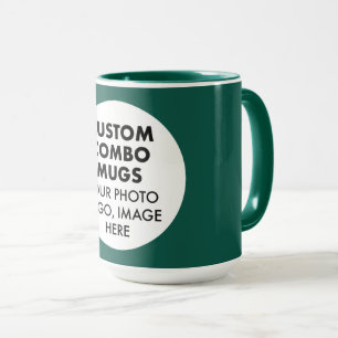 Round Frame Photo Logo Large Green Custom Combo Mug